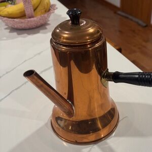 Vintage Copper Craft Guild Turkish Coffee Tea Pot Side Handle